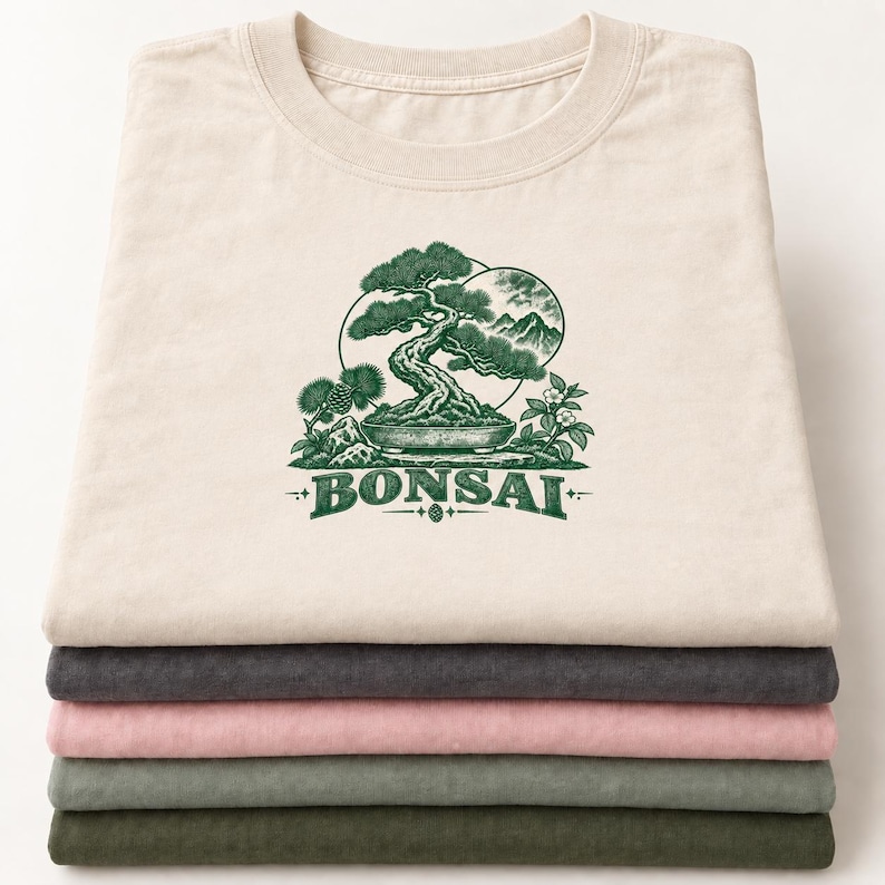 Bonsai-Baum-T-Shirt, Vintage-T-Shirt mit japanischem Pflanzenmotiv, Geschenk für Pflanzenliebhaber Bild 7