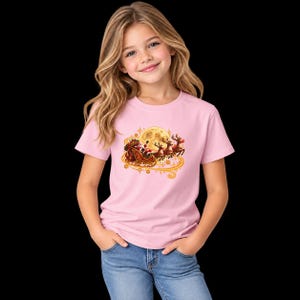 Jultomten Sleigh Barn T-shirt, Ren Måne Jult-shirt, Julklapp för barn bild 2