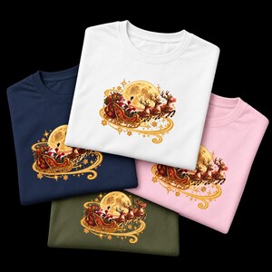 Jultomten Sleigh Barn T-shirt, Ren Måne Jult-shirt, Julklapp för barn bild 15