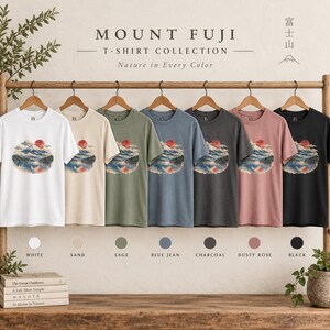 T-shirt met de berg Fuji, vintage Japans landschap T-shirt, Japan reiscadeau afbeelding 14