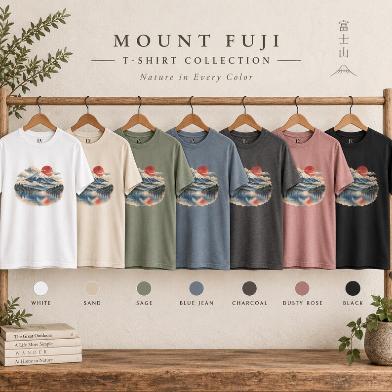 T-shirt met de berg Fuji, vintage Japans landschap T-shirt, Japan reiscadeau afbeelding 14