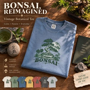 Bonsai-Baum-T-Shirt, Vintage-T-Shirt mit japanischem Pflanzenmotiv, Geschenk für Pflanzenliebhaber Bild 1