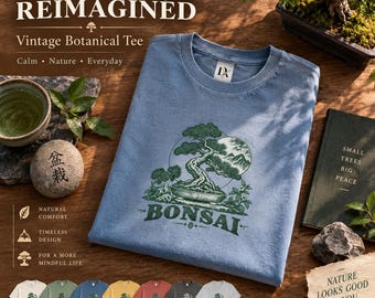 Bonsai Tree T-Shirt, Japanese Bonsai Tee, Bonsai Lover Gift, Plant Lover Shirt, Vintage Botanical Graphic Tee, Gift for Gardeners
