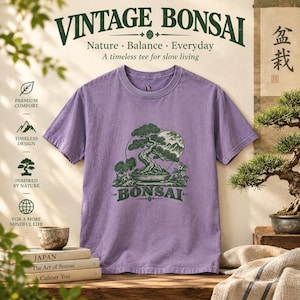 Bonsai-Baum-T-Shirt, Vintage-T-Shirt mit japanischem Pflanzenmotiv, Geschenk für Pflanzenliebhaber Bild 5