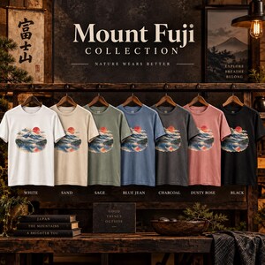 T-shirt met de berg Fuji, vintage Japans landschap T-shirt, Japan reiscadeau afbeelding 3