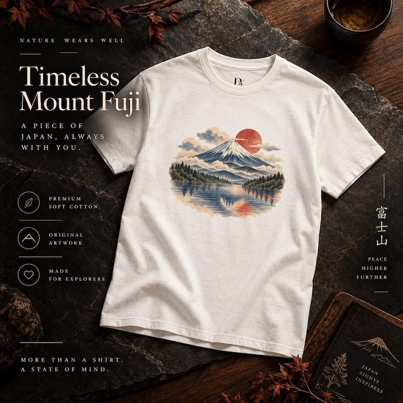 T-shirt met de berg Fuji, vintage Japans landschap T-shirt, Japan reiscadeau afbeelding 20