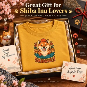 Shiba-Inu-T-Shirt, süßes japanisches Hunde-T-Shirt, Geschenk für Shiba-Mama, Shirt für Hundeliebhaber, Kawaii-Shiba-Grafik-T-Shirt, Unisex-Shirt mit japanischer Kunst Bild 7