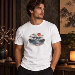 T-shirt met de berg Fuji, vintage Japans landschap T-shirt, Japan reiscadeau afbeelding 12