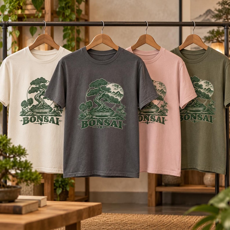 Bonsai-Baum-T-Shirt, Vintage-T-Shirt mit japanischem Pflanzenmotiv, Geschenk für Pflanzenliebhaber Bild 3