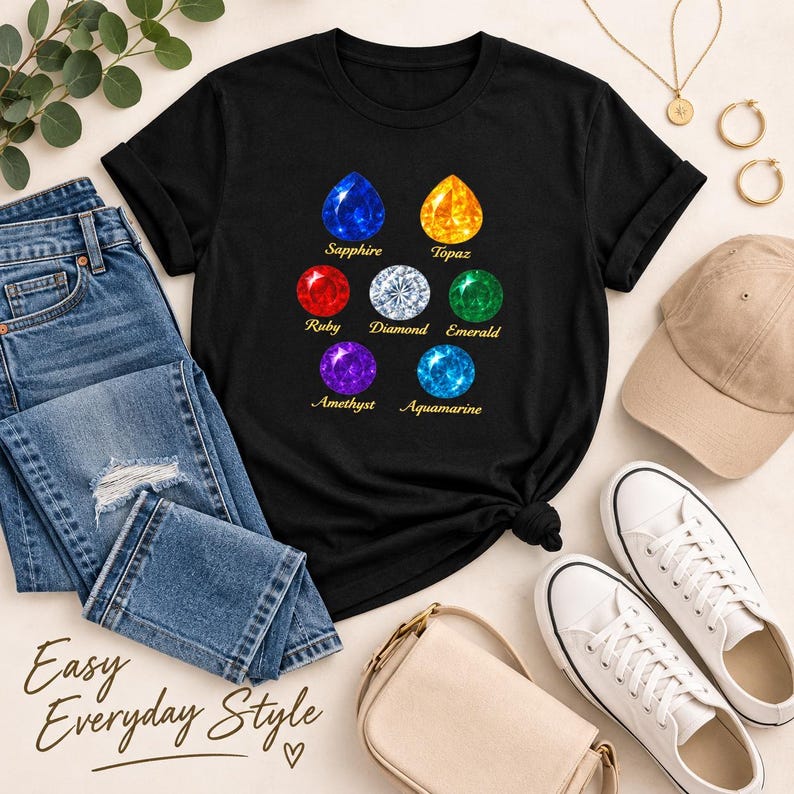 T-shirt unisex con pietre preziose - Simpatica maglietta grafica per amanti delle gemme, maglietta con pietra portafortuna, appassionati di cristalli, regalo per lei immagine 15