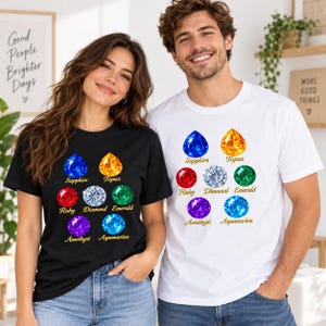T-shirt unisex con pietre preziose - Simpatica maglietta grafica per amanti delle gemme, maglietta con pietra portafortuna, appassionati di cristalli, regalo per lei immagine 7