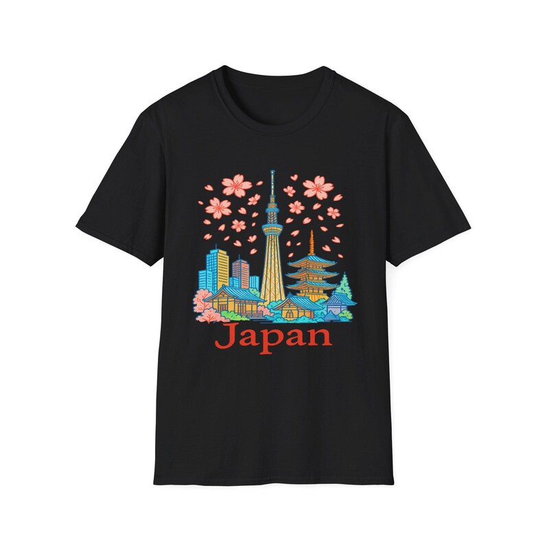 Japan Stadt T-Shirt, Sky Tower Unisex T-Shirt, Kirschblüte, Blumen T-Shirt, Reise Shirt, Japan Souvenir, Frühlingsmode, Geschenkidee Bild 9