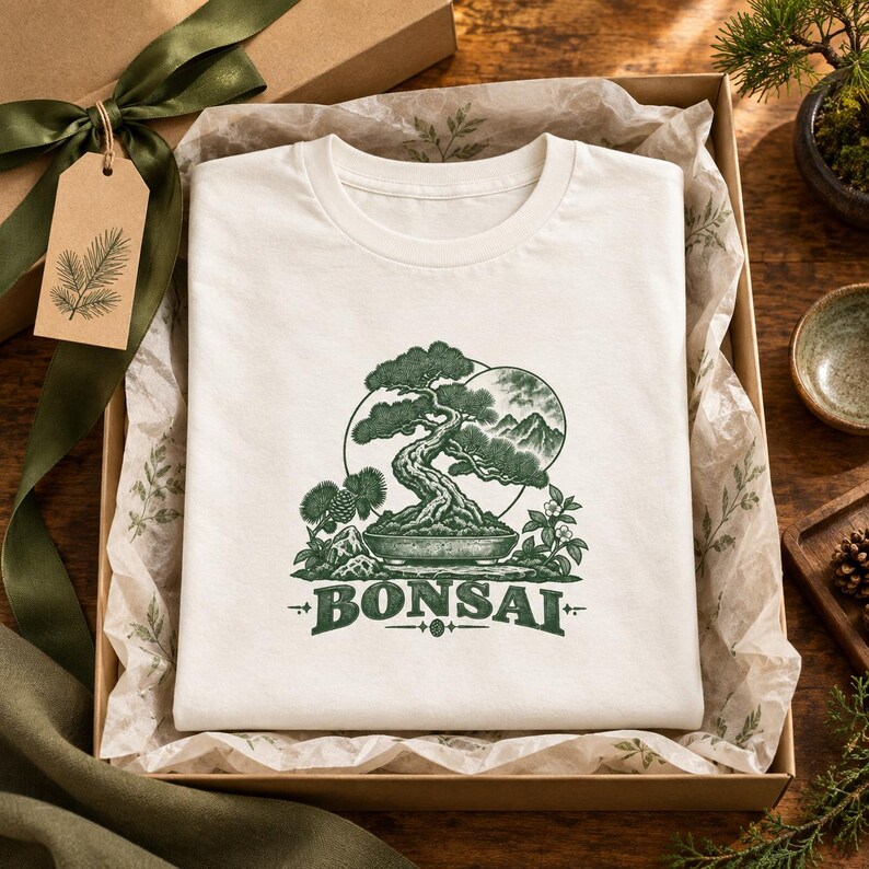 Bonsai-Baum-T-Shirt, Vintage-T-Shirt mit japanischem Pflanzenmotiv, Geschenk für Pflanzenliebhaber Bild 18