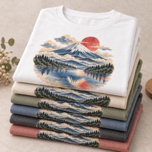T-shirt met de berg Fuji, vintage Japans landschap T-shirt, Japan reiscadeau afbeelding 11