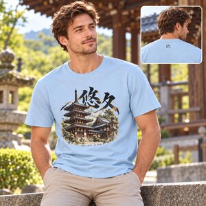 Camiseta con diseño de templo japonés, pagoda de cinco pisos, kanji Yukyu, regalo de viaje a Japón imagen 10