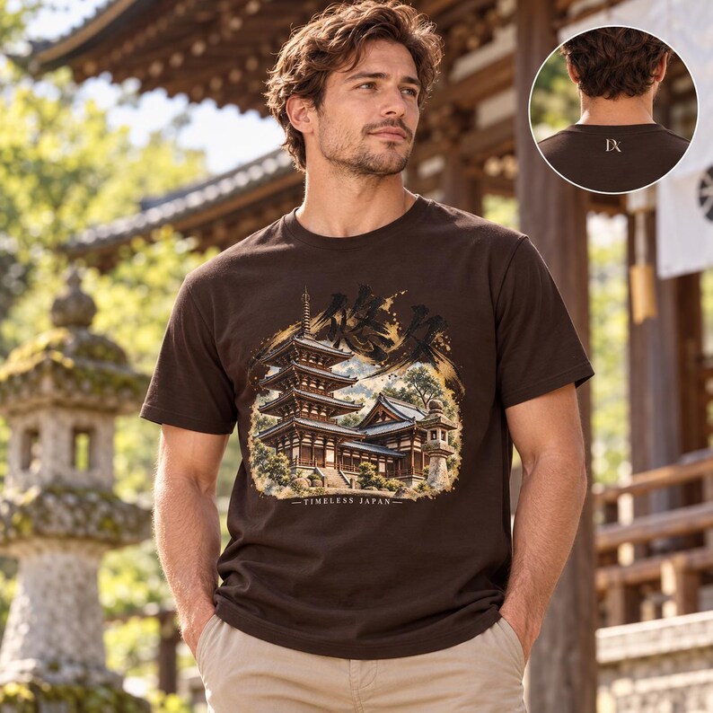 Camiseta con diseño de templo japonés, pagoda de cinco pisos, kanji Yukyu, regalo de viaje a Japón imagen 14