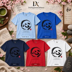 Camiseta com Kanji da Paz, Camiseta Zen Enso Circle, Presente de Meditação com Caligrafia Japonesa imagem 16