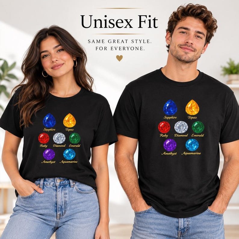 T-shirt unisex con pietre preziose - Simpatica maglietta grafica per amanti delle gemme, maglietta con pietra portafortuna, appassionati di cristalli, regalo per lei immagine 16