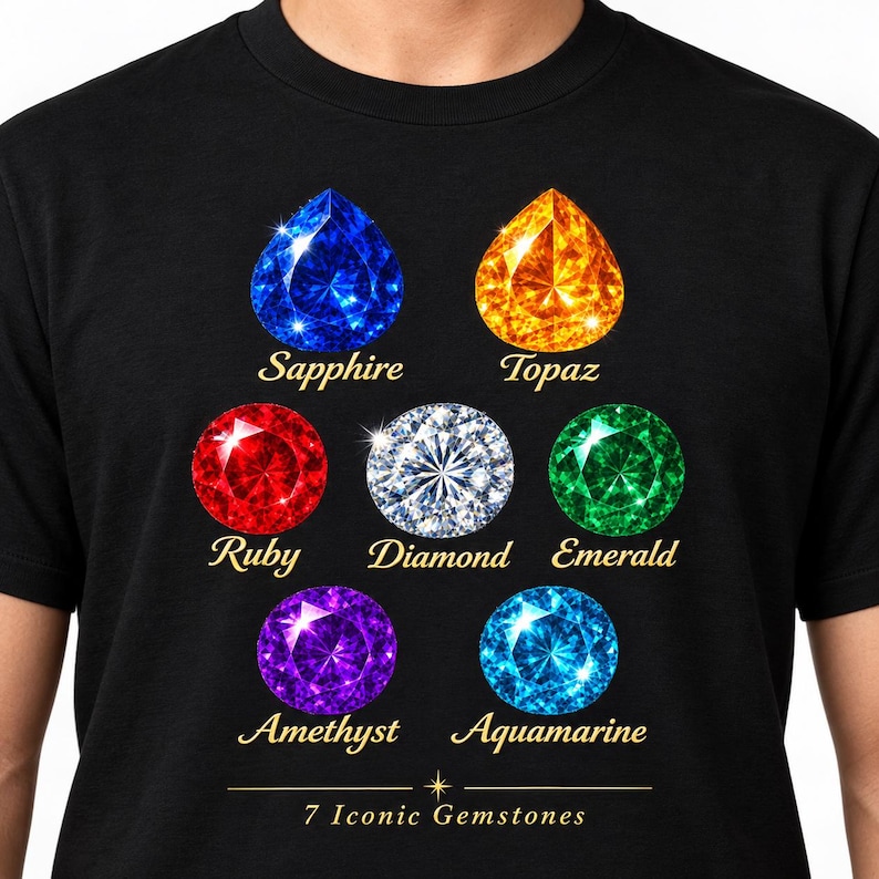 T-shirt unisex con pietre preziose - Simpatica maglietta grafica per amanti delle gemme, maglietta con pietra portafortuna, appassionati di cristalli, regalo per lei immagine 9