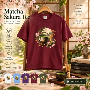 抹茶Tシャツ、日本の茶道Tシャツ、抹茶好きへのギフト 画像 15