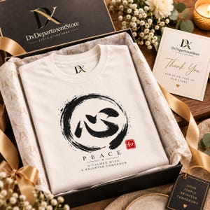 Camiseta com Kanji da Paz, Camiseta Zen Enso Circle, Presente de Meditação com Caligrafia Japonesa imagem 5