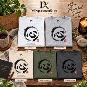 Camiseta com Kanji da Paz, Camiseta Zen Enso Circle, Presente de Meditação com Caligrafia Japonesa imagem 8