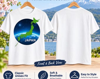 Camiseta con estampado de la Tierra de Japón, unisex, de algodón grueso, regalo para amantes de los viajes, camiseta del orgullo japonés, ropa para el Día de la Tierra, ropa informal.