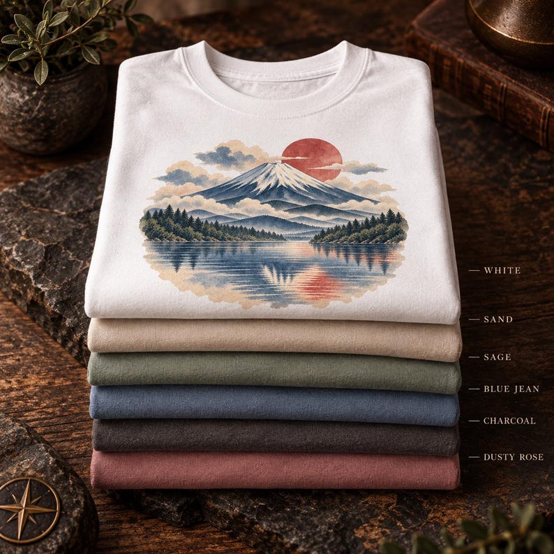 T-shirt met de berg Fuji, vintage Japans landschap T-shirt, Japan reiscadeau afbeelding 19