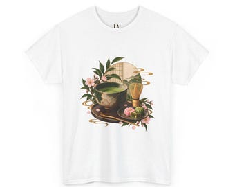 Matcha Tea T-Shirt, Japanese Tea Ceremony Tee, Matcha Lover Gift, Green Tea Shirt, Sakura Wagashi Graphic Tee, Gift for Tea Lovers