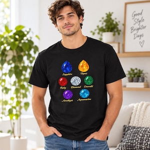 T-shirt unisex con pietre preziose - Simpatica maglietta grafica per amanti delle gemme, maglietta con pietra portafortuna, appassionati di cristalli, regalo per lei immagine 11