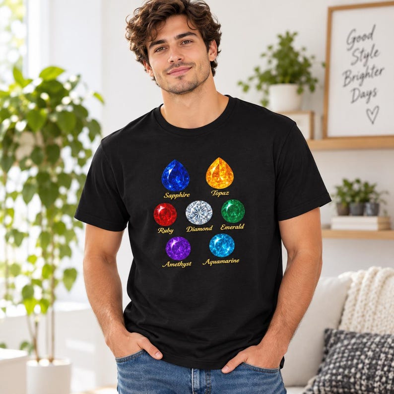T-shirt unisex con pietre preziose - Simpatica maglietta grafica per amanti delle gemme, maglietta con pietra portafortuna, appassionati di cristalli, regalo per lei immagine 11