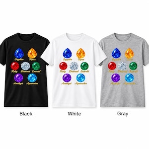 T-shirt unisex con pietre preziose - Simpatica maglietta grafica per amanti delle gemme, maglietta con pietra portafortuna, appassionati di cristalli, regalo per lei immagine 4