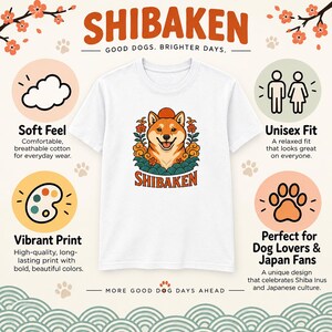 Shiba-Inu-T-Shirt, süßes japanisches Hunde-T-Shirt, Geschenk für Shiba-Mama, Shirt für Hundeliebhaber, Kawaii-Shiba-Grafik-T-Shirt, Unisex-Shirt mit japanischer Kunst Bild 11