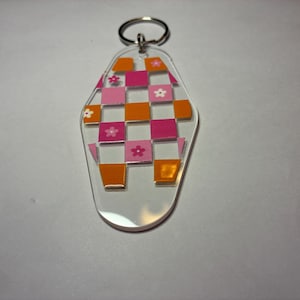 Retro acrylic motel keychain