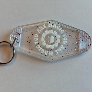 Retro acrylic motel keychain