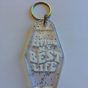 Retro acrylic motel keychain