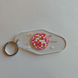 Retro acrylic motel keychain