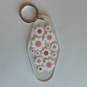 Retro acrylic motel keychain