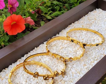 18K Gold Plated Bangles, Sparkling CZ Crystal Accents, Minimalist Chic Wrist Jewelry
