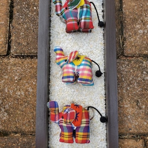 Handmade Thai Elephant Keychain, Cute Elephant Keyring, Mini Stuffed Elephant Keychain, Colorful Fabric Elephant Keychain