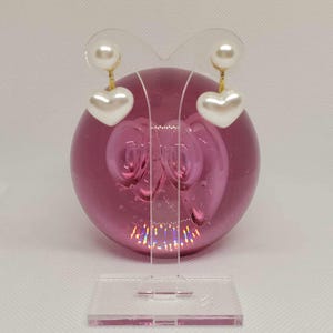 Pearl Heart Drop Earrings, Elegant Romantic Statement Jewelry