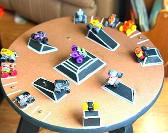 Monster jam mini play stunt arena and display table
