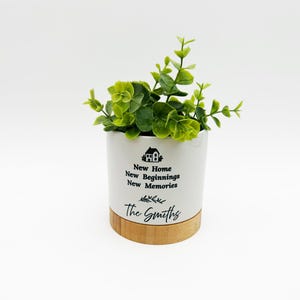 Personalized Housewarming Gift Basket, Planter, Blanket, Home Sign Planter with Bamboo