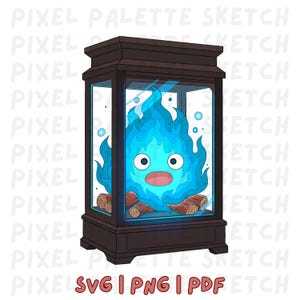 Blue Calcifer Lantern Clip Art | Howl&#39;s Castle Anime Art | PNG, SVG, PDF | Digital Download