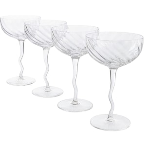 Handgemaakte coupé-cocktailglazen met onderzetters, elegant loodvrij kristalglas, set van 4