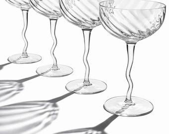 Champagne & Martini Coupe Glasses Set of 4 - Elegant Gift Box + Coasters