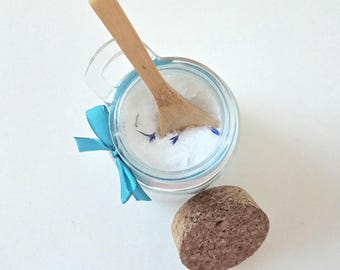 Seaside Bath Salts, Lavender & Frankincense Bath Soak, Blue Cornflower Petals, Natural Bath Gift