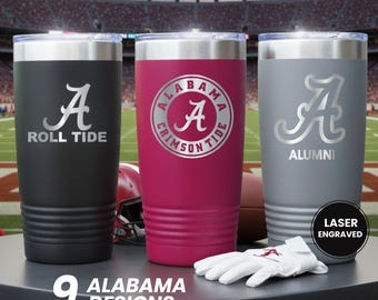 Alabama Crimson Tide 20 oz Polar Camel Stainless Steel Tumbler – Laser Engraved & Custom Name. Team Travel Mug