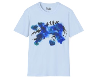 Camiseta con fósil de Nothosaurus / Silueta abstracta del océano