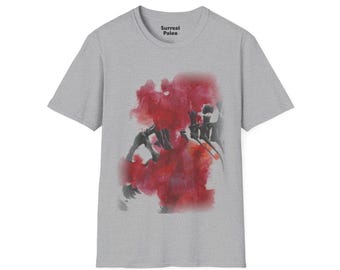 Camiseta de Acrocanthosaurus / Camiseta de arte abstracto en acuarela roja
